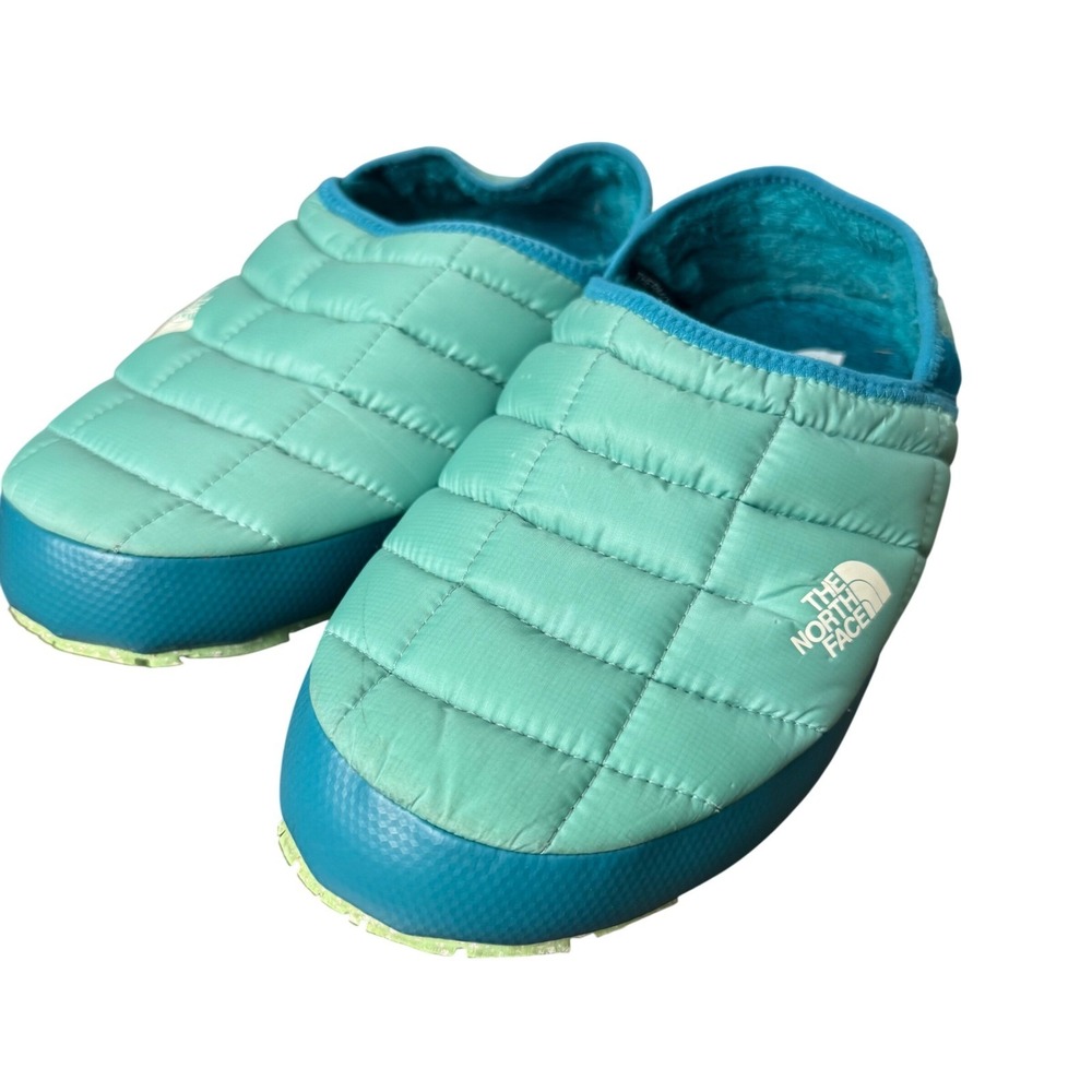 The North Face ThermoBall Traction Mule V Teal Aqua Puffer Slippers Womens 8